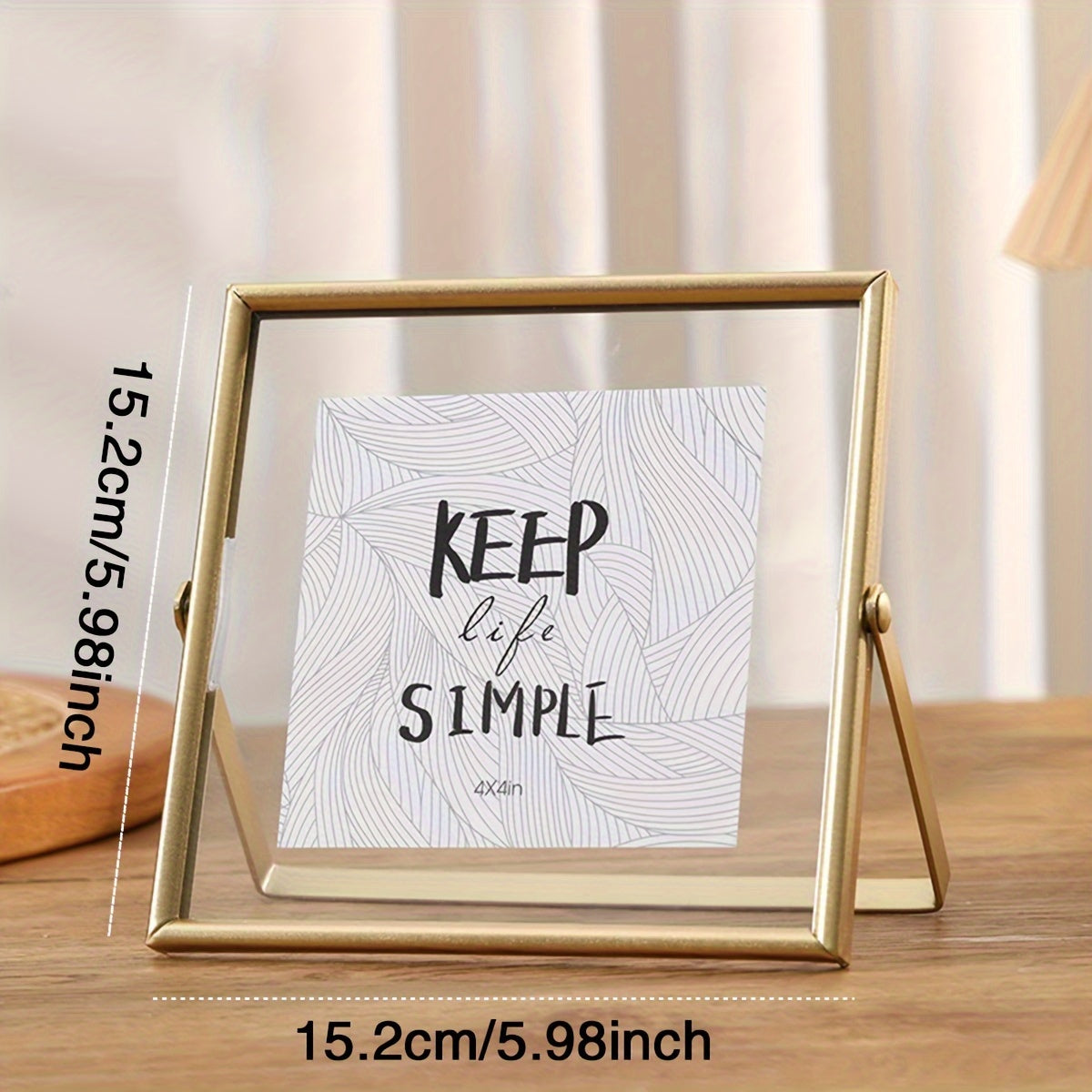 Elegante marco de fotos metálico - visualización de una sola foto de 10.16cm o 15.24cm, diseño moderno en dorado y negro para hogar y oficina