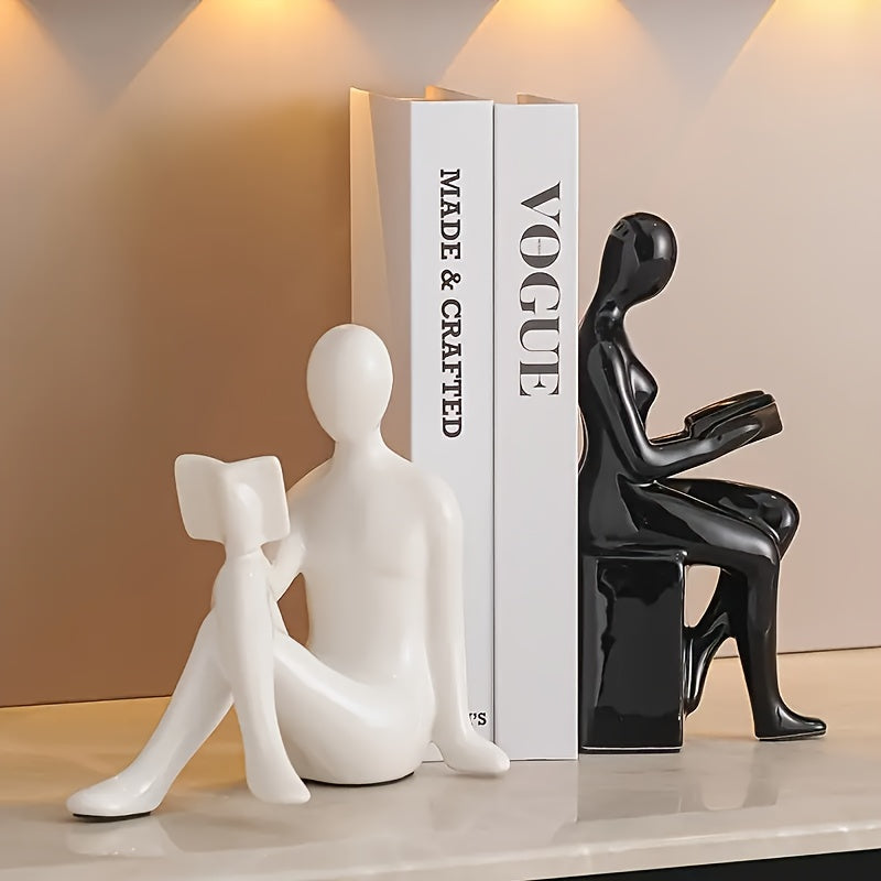 LuxeCeramic - Keramische Boekensteunen - Abstract Ontwerp voor Woonkamer en Kantoor