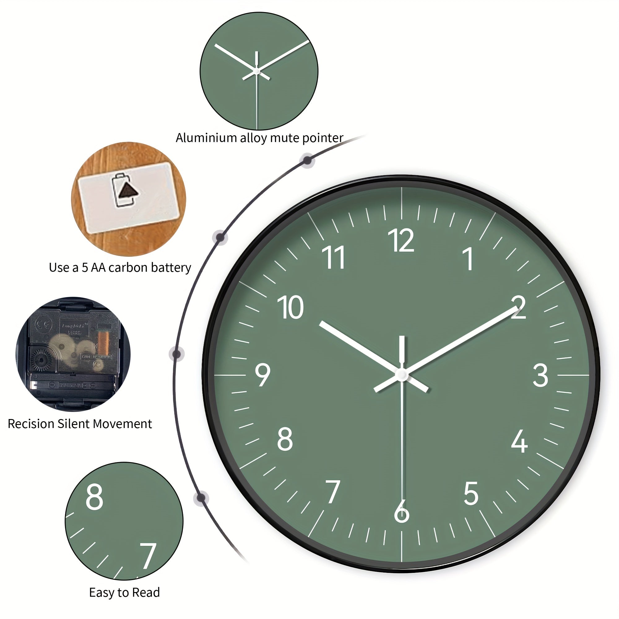 FantasyTime - Modern Silent Wall Clock, 20 cm