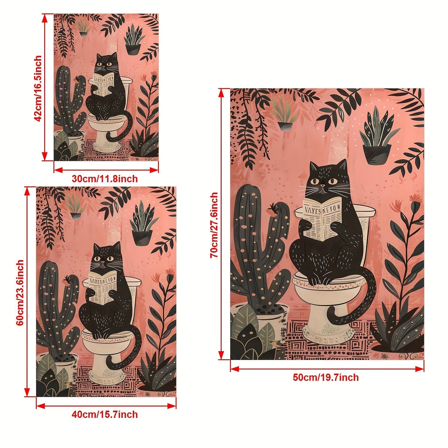 Divertente Gatto Nero sul WC - Decorazione da Parete su Tela Senza Cornice