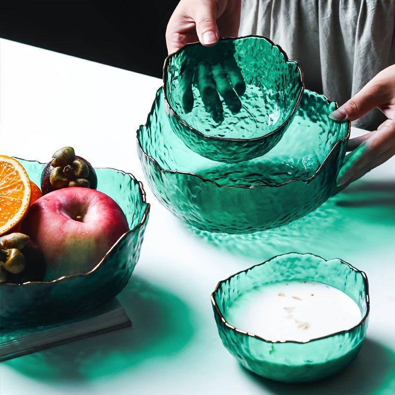GlasLuxe - Gold-Rimmed Glass Bowl Salad Bowl Set