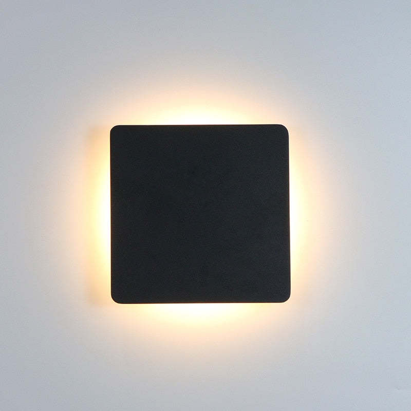 LunaGlow - Lámparas de pared LED minimalistas de metal negro para jardín y pasillo