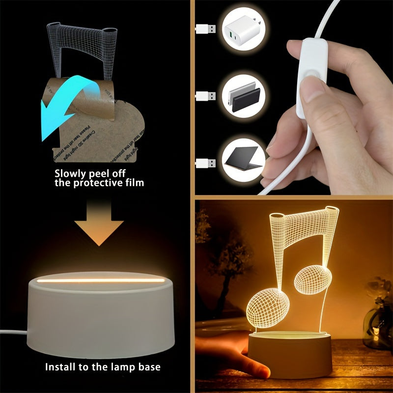 LumiNote - Acrylic Music Note Night Light, 3D LED Frame, USB-Powered
