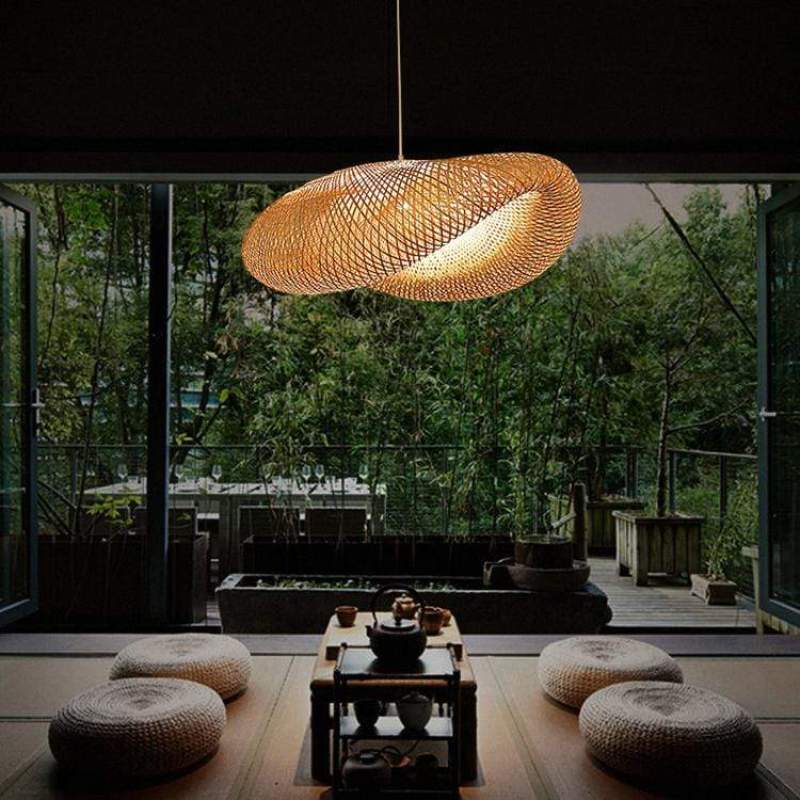 Candeeiro suspenso ZenBamboo LED Esferas de Bambu para Quarto