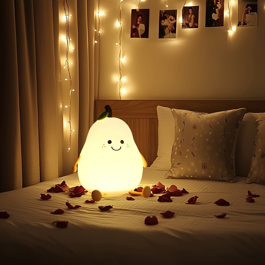 PearGlow - USB Rechargeable Pear-Shaped LED Desk Lamp with Dimmable Features