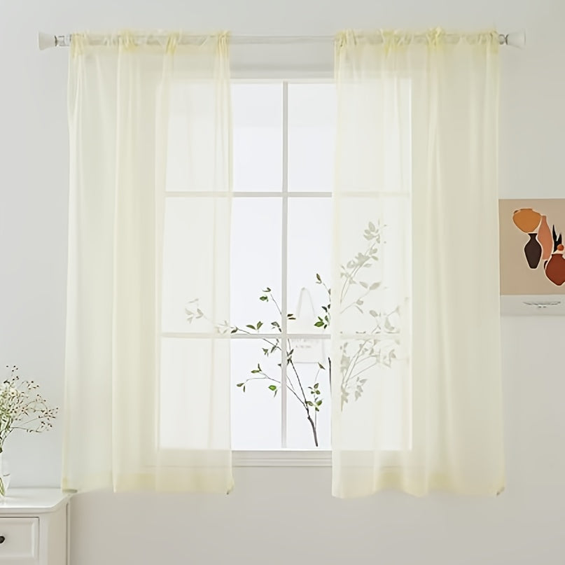 Cortinados Semi-transparentes - Pack de 2 Cortinados Leves e Respiráveis em Poliéster para Quarto e Portas de Terraço