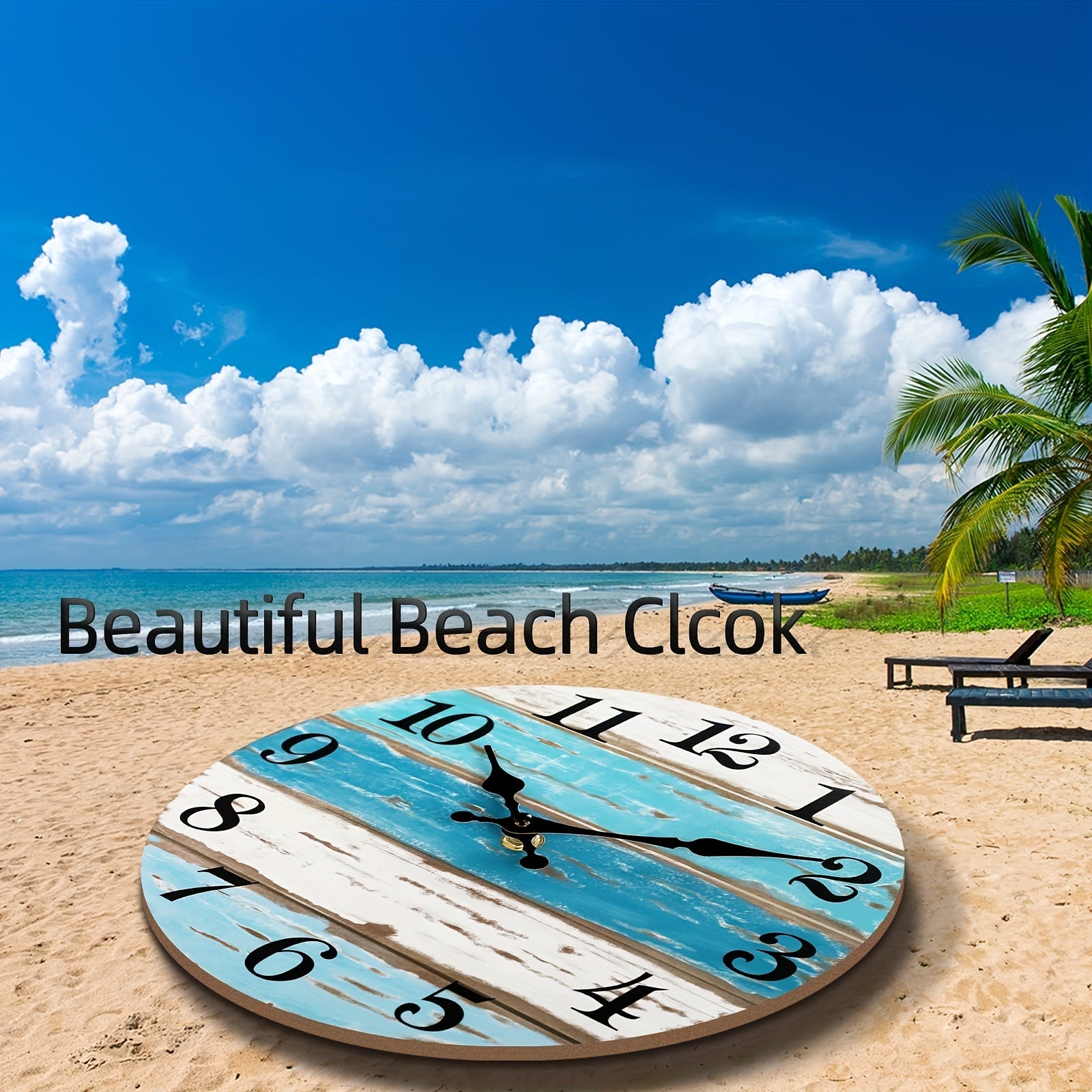 Nautical Wall Clock - Silent Round Clock, Blue Theme for Outdoor and Indoor Use