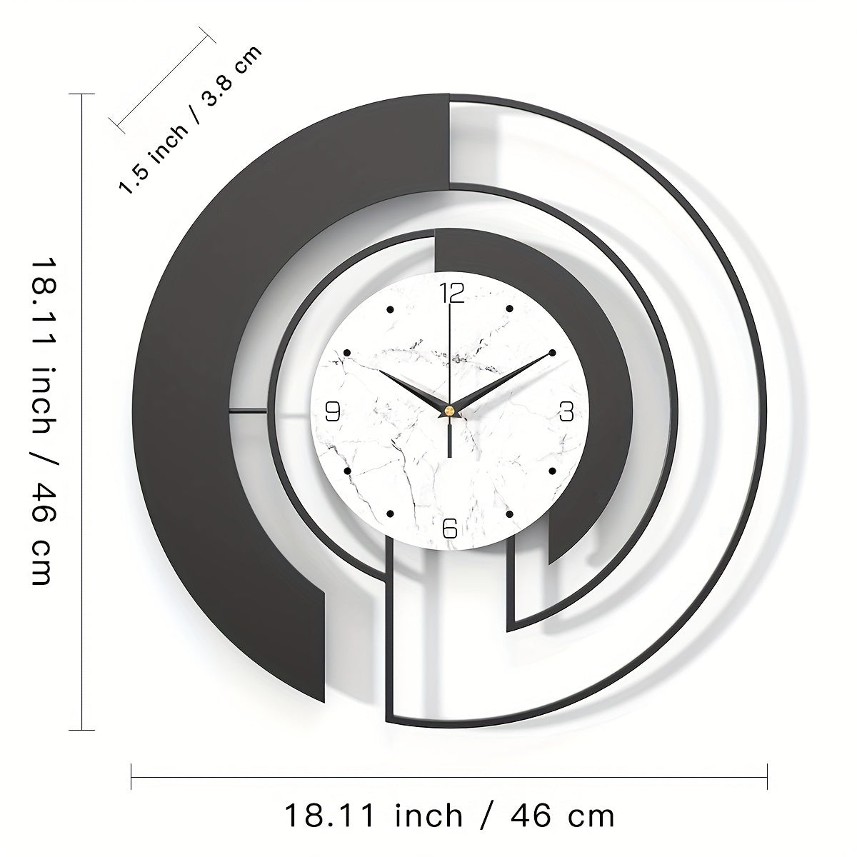 GeoClock - Stille Geometrische Wandklok van Zwart Metaal