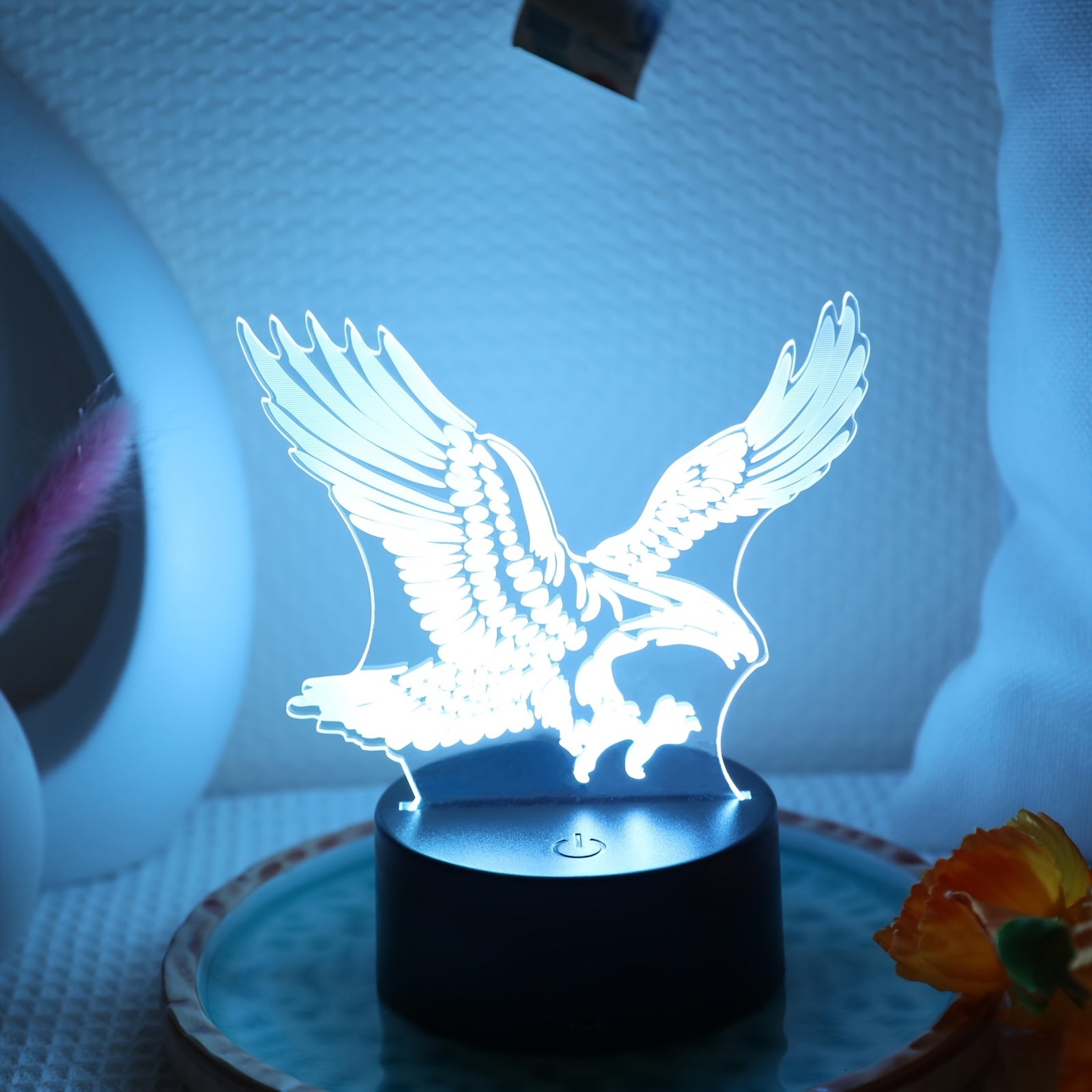 EagleLight - Candeeiro Noturno LED 3D com Controlo por Toque, Candeeiro de Mesa USB com 7 Cores
