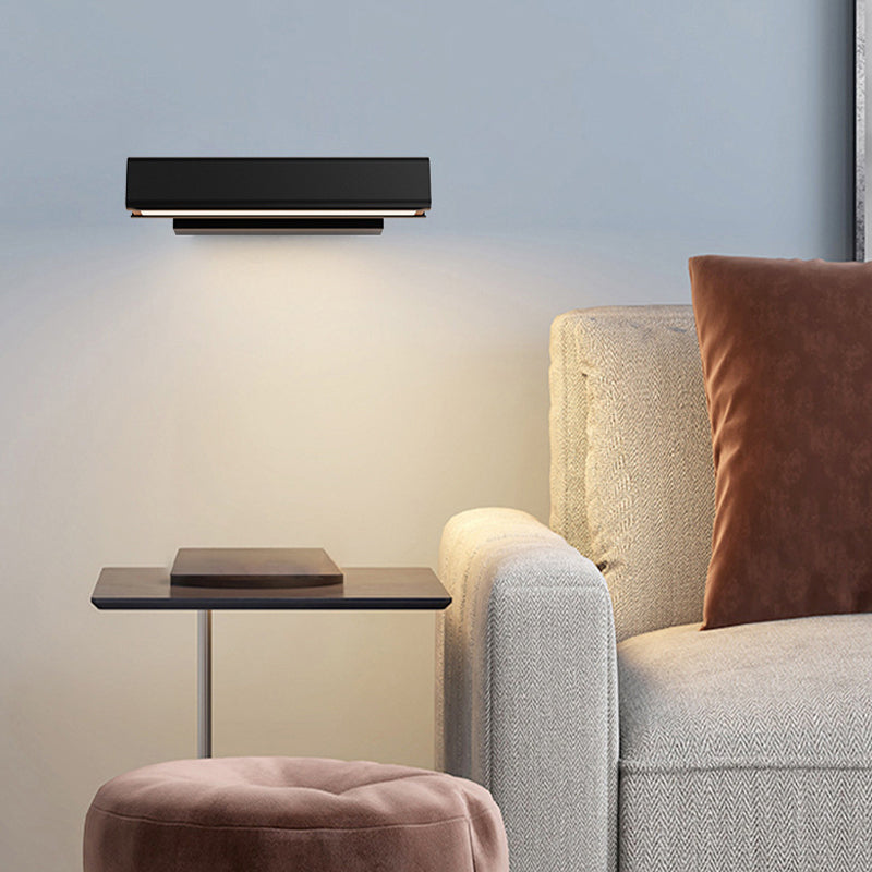 Aqsa Lâmpada de Parede LED Moderna Interior Giratória Retangular Metal/Madeira Sala de Estar