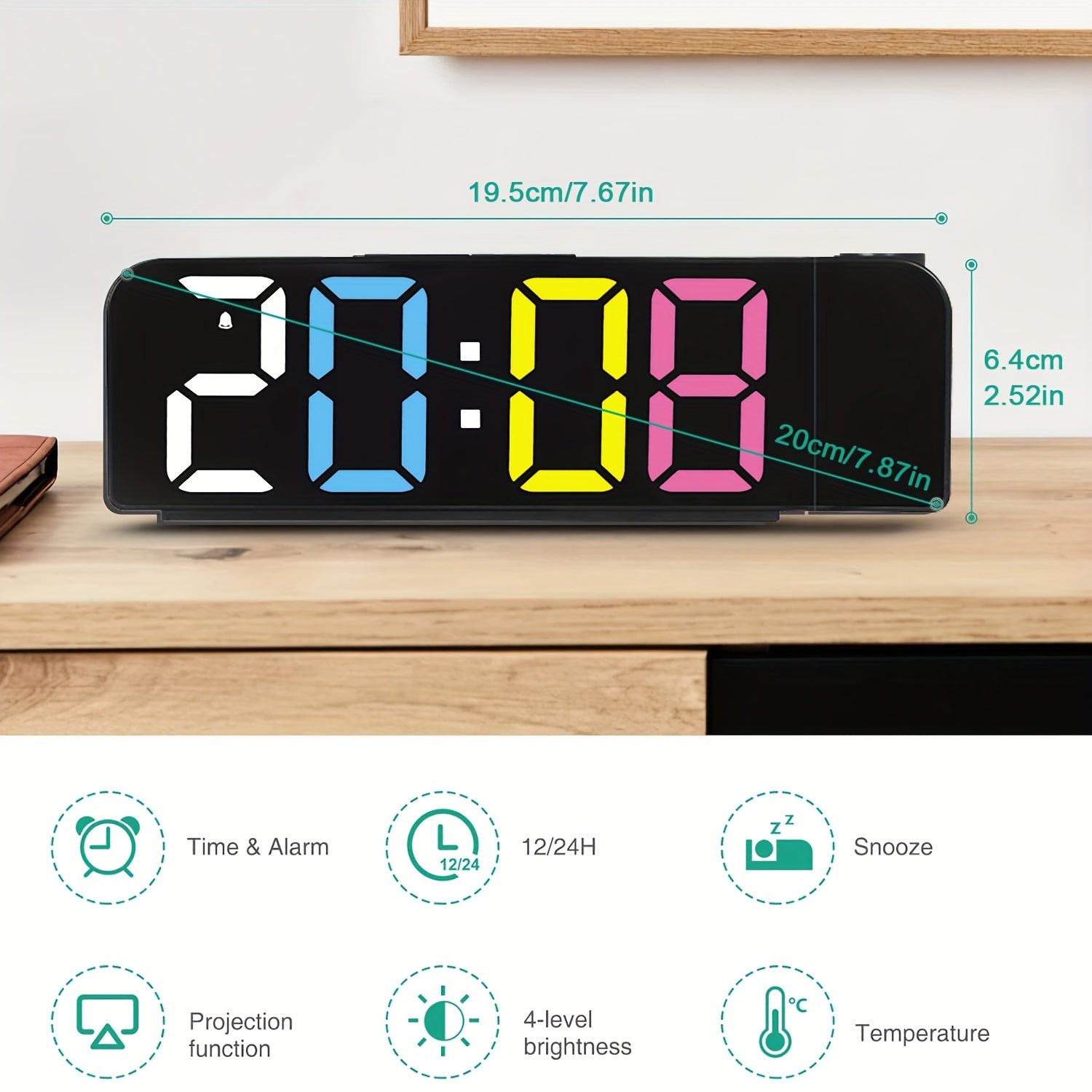 TimeView - Reloj despertador digital con proyección, función de repetición y visualización de fecha