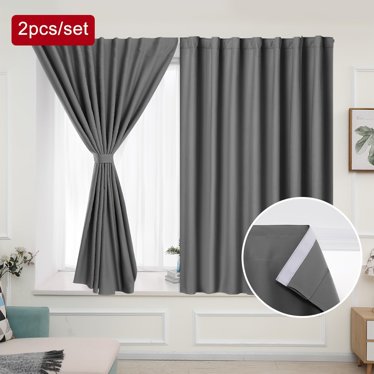 Cortinados Opacos - 2 Peças de Painéis de Cortinado Escurecedores para Quarto e Sala de Estar