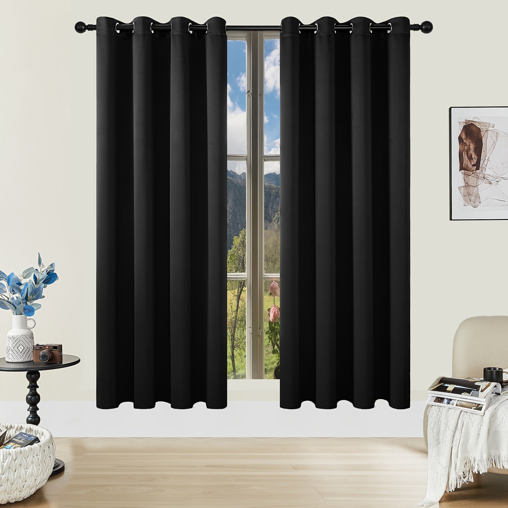 Verduisterende Gordijnen - 2 Stuks Moderne Polyester Gordijnen met Thermische Isolatie en Oogjes