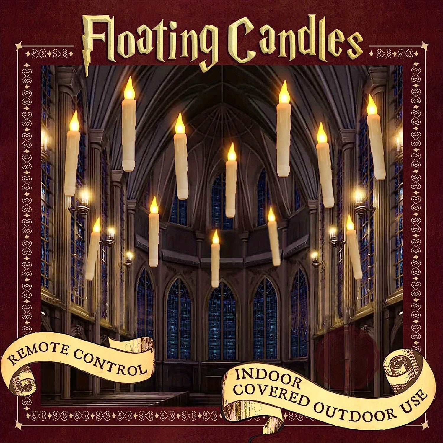 6x Wireless LED Floating Candles with Remote Control - Perfect for Halloween and Christmas Decorations