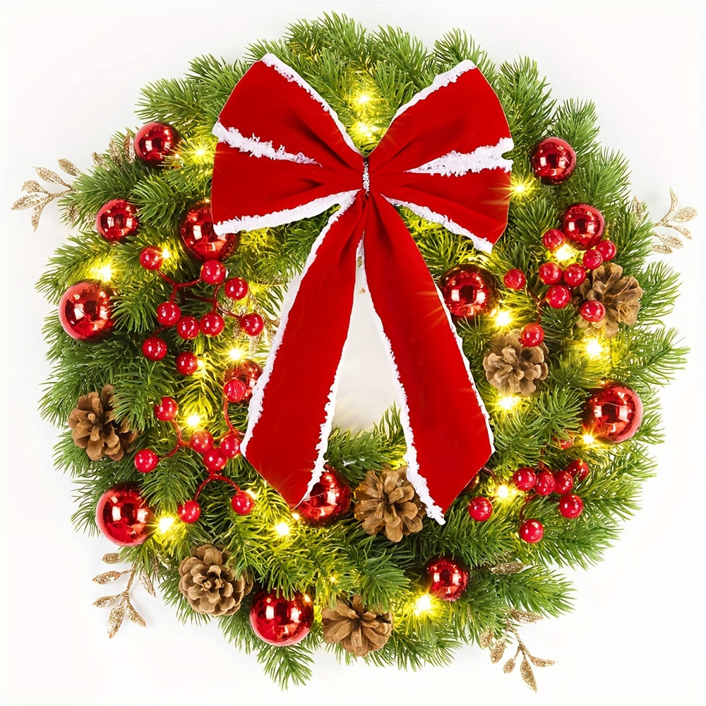HolidayCharm - 44.98cm Festive Christmas Wreath for Front Door & Wall Decoration