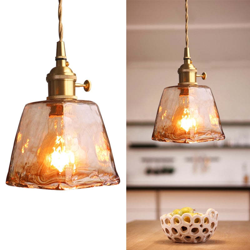 Eloise Lâmpadas de Teto Vintage LED em Metal Dourado e Vidro para Quarto, Sala de Estar, Sala de Jantar