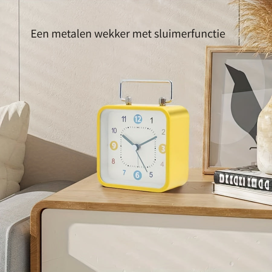 TimeCube - Square Metal Alarm Clock with Night Light and Snooze