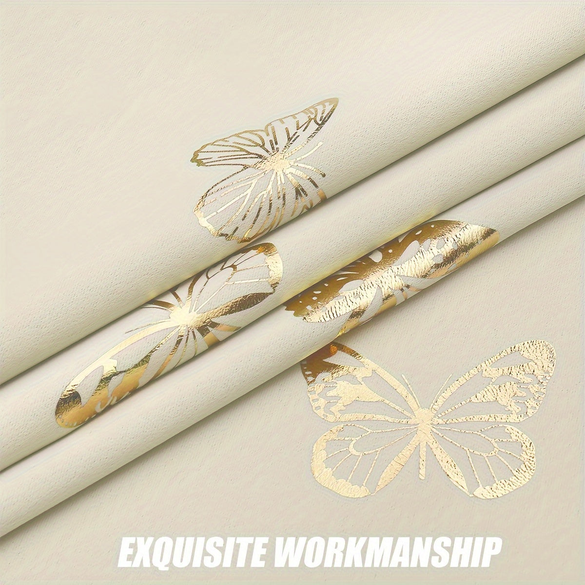 Bronzing Butterfly Blackout Curtains - 2 Pieces Heat and Sound Insulation for Living Room and Bedroom