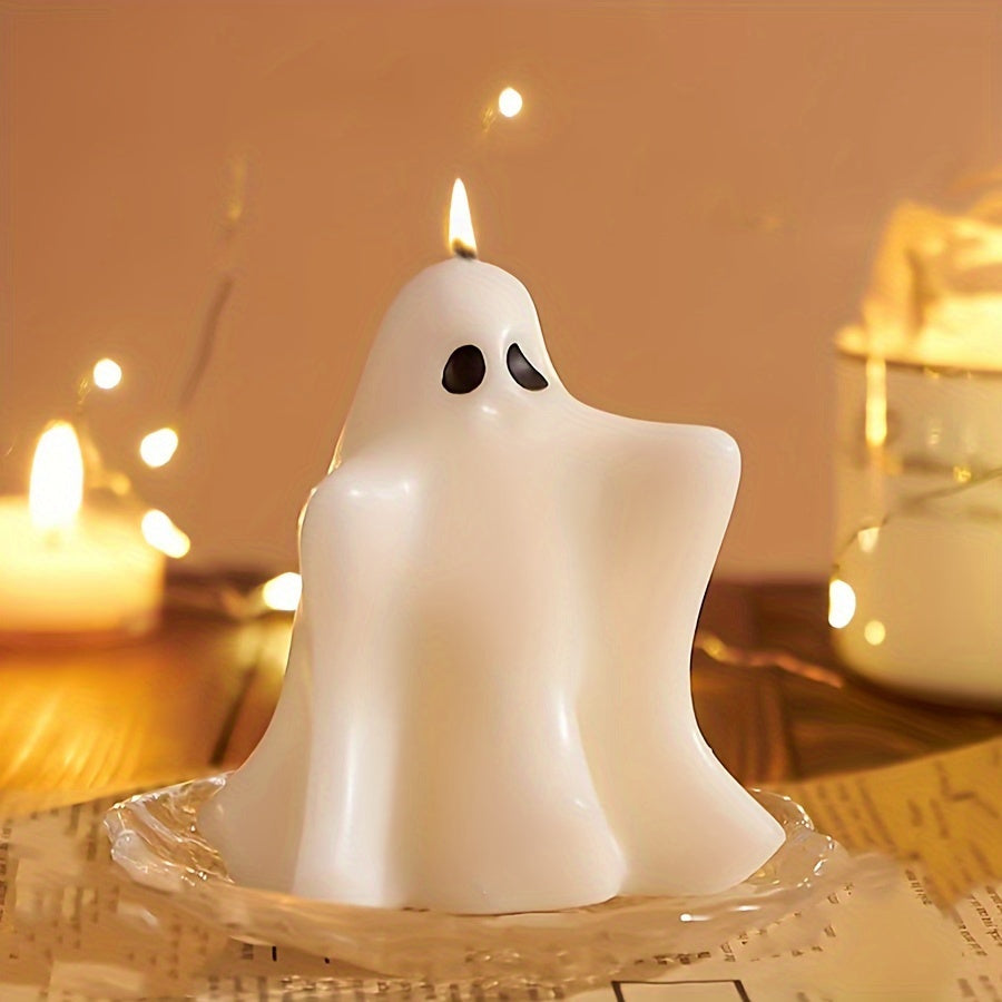 Candela profumata artigianale di Halloween – Profumo di fresia, vaso con fiocco