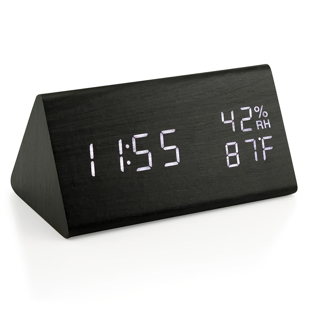 NatureClock - Reloj despertador de madera con visualización de temperatura y humedad