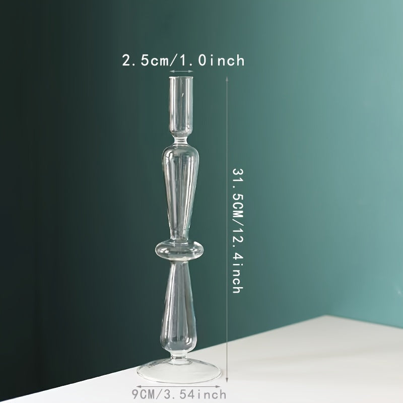 1pc Set di Candelieri in Vetro Creativi e Minimalisti - Vaso in Vetro Laccato per Decorazione da Tavolo per Soggiorno, Tavola da Pranzo e Cena Romantica