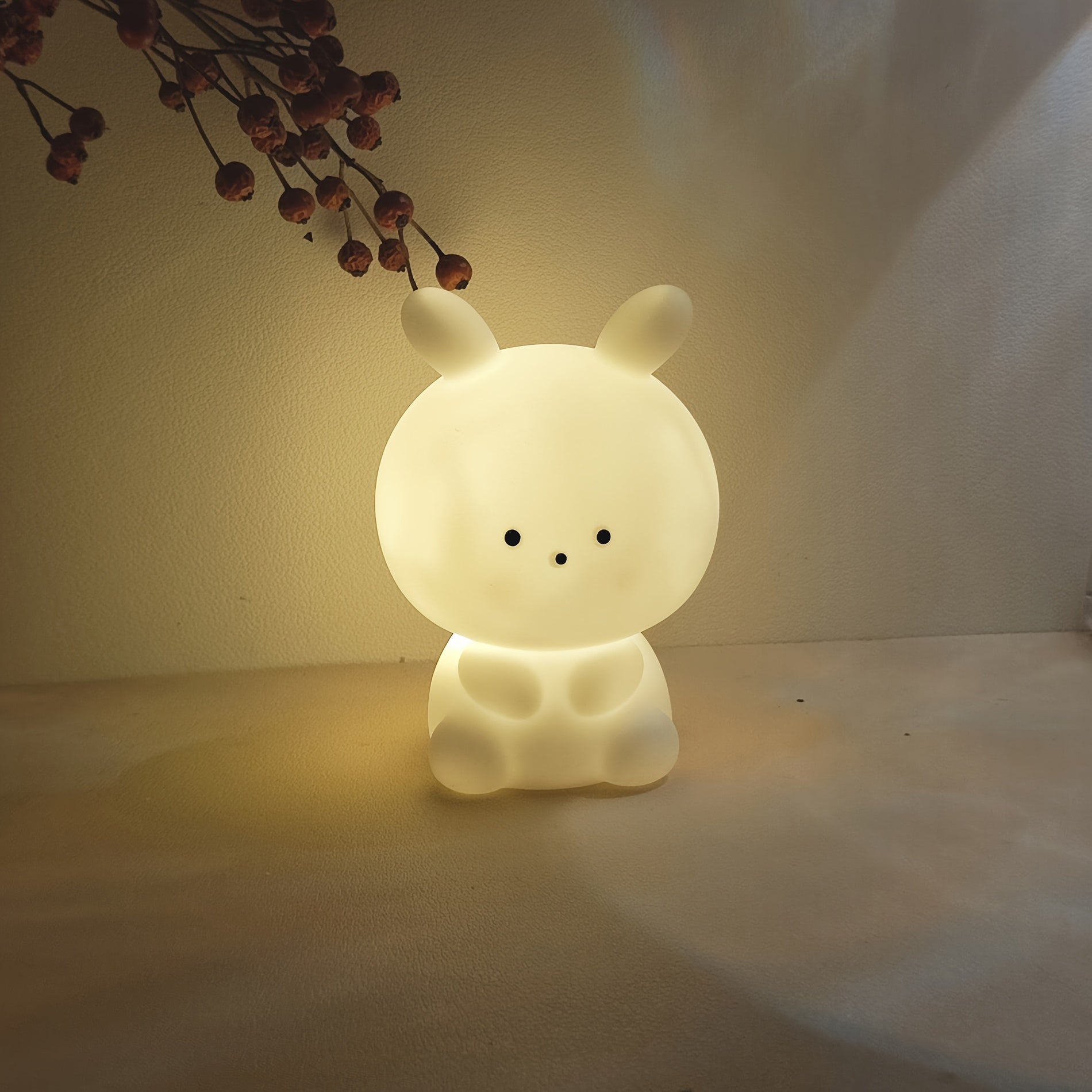 BunnyBright - Large-headed Rabbit LED Table Lamp with Battery Power and Anime Design