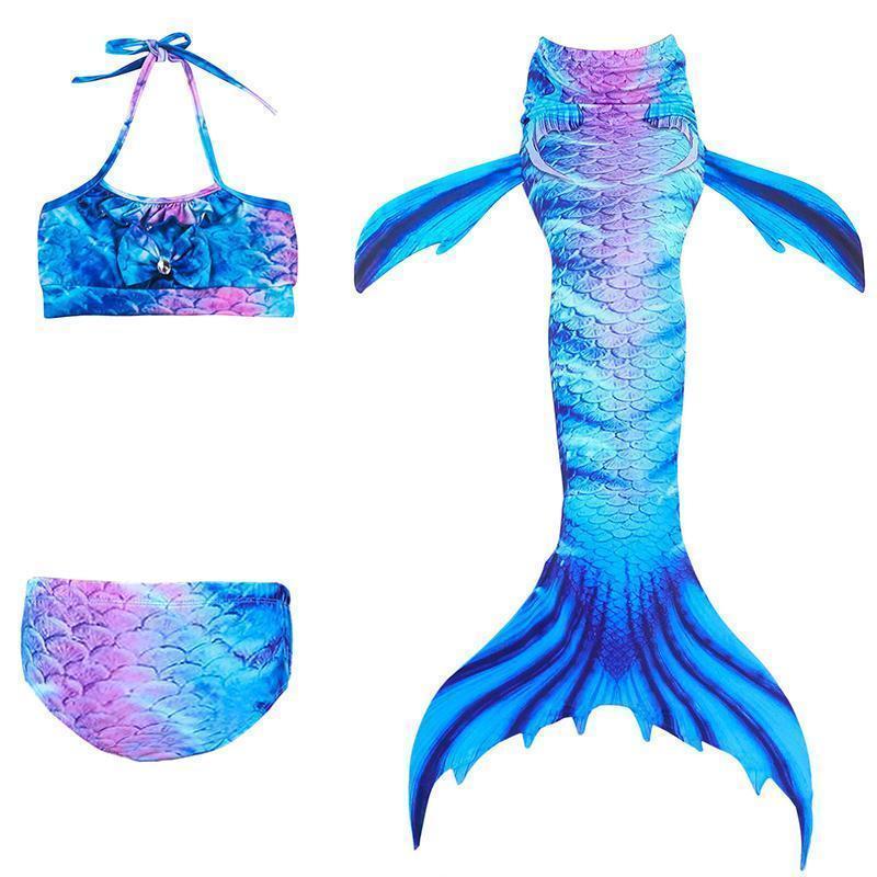Fato de Banho Menina Sereia Três Peças Mar Piscina