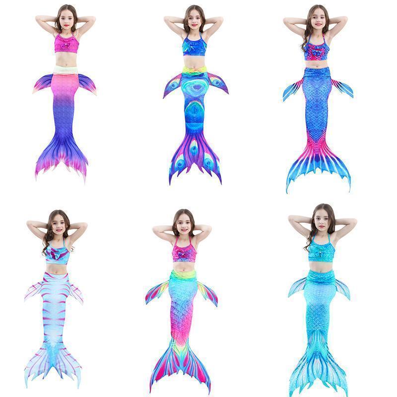 Girls' Mermaid Costume Three Pieces Sea Pool