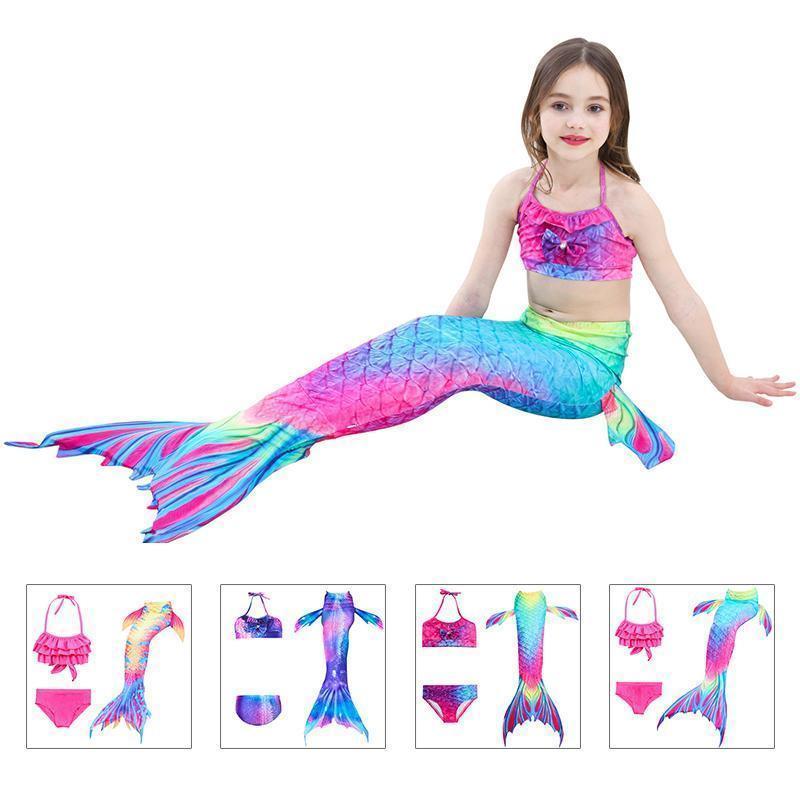 Girls' Mermaid Costume Three Pieces Sea Pool