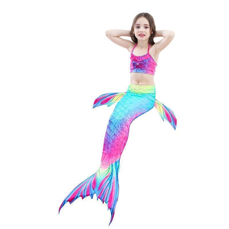 Girls' Mermaid Costume Three Pieces Sea Pool