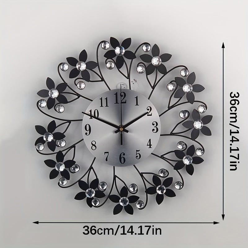Relógio de Parede Metálico Silencioso - Relógio Decorativo Redondo para Sala de Estar