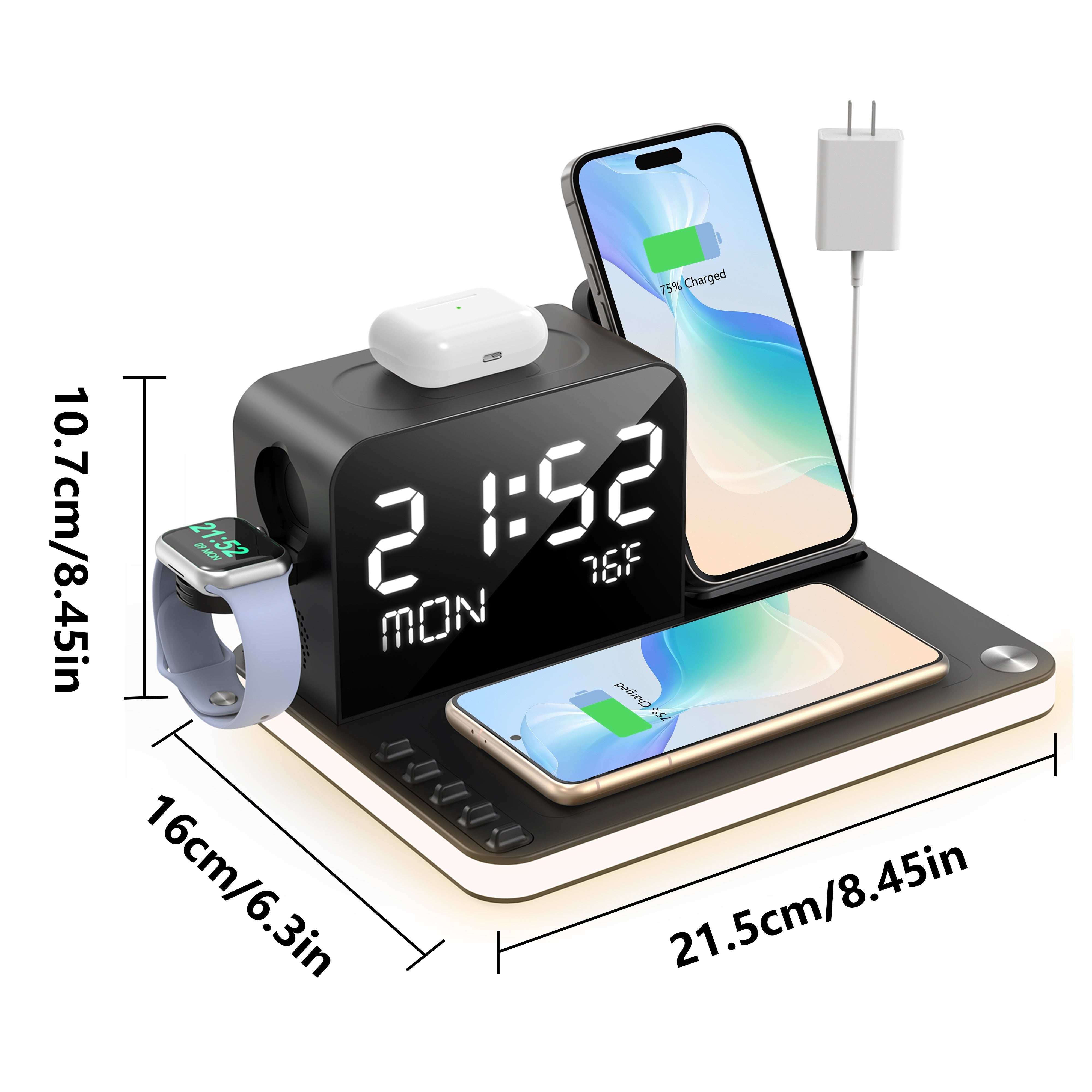 Wireless Charging Station Night Light Multifunctional USB C Charger Stand