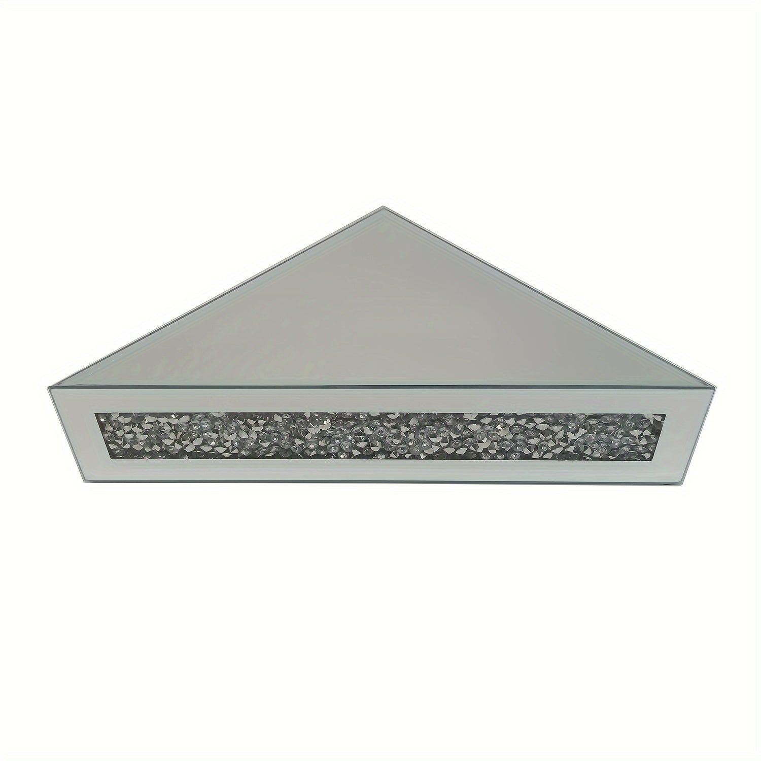 CrystalGlam - Floating Corner Shelf Set with Glass and Mirror Finish for Bedroom