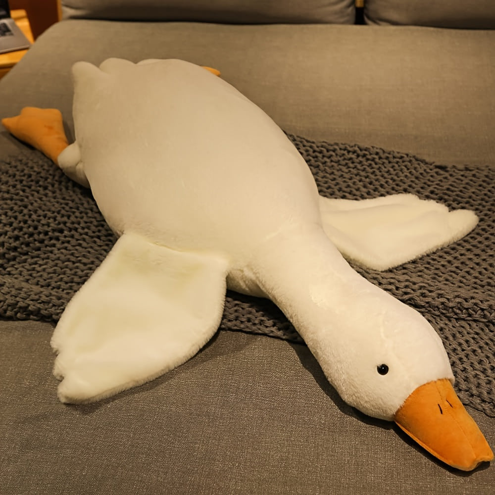 Brinquedo de Pato Branco Suave em Peluche - Grande Cisne Ganso de Peluche, Tapete Fofo para Quarto de Criança e Decoração da Casa