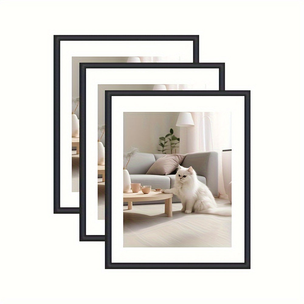 3 piezas Marco de fotos - Marco de fotos para decoración de pared y mesa, para decoración artística, regalos de cumpleaños, espacio residencial y de oficina, Día de la Madre, Año Nuevo, regalo de Pascua, negro, alargado