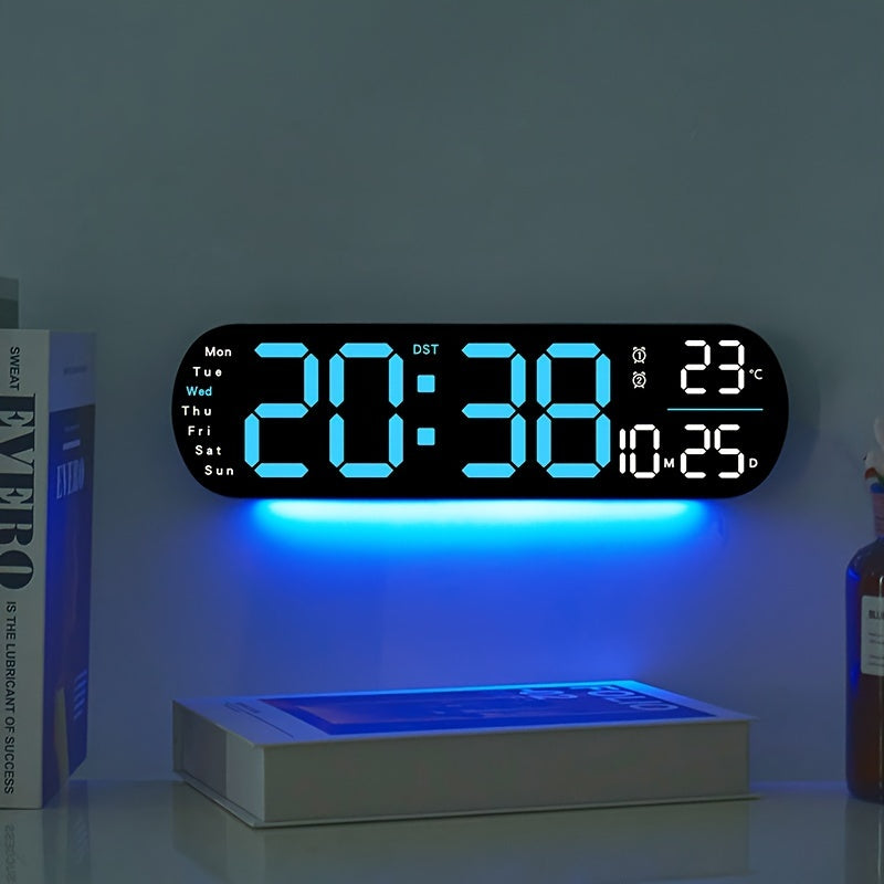 LumoView - Reloj de Pared LED Inteligente Delgado con Temperatura y Calendario