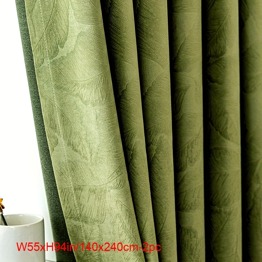 Aifish Glam Style Jacquard Velvet Curtains - 2-pack 90% Blackout and Heat Insulating