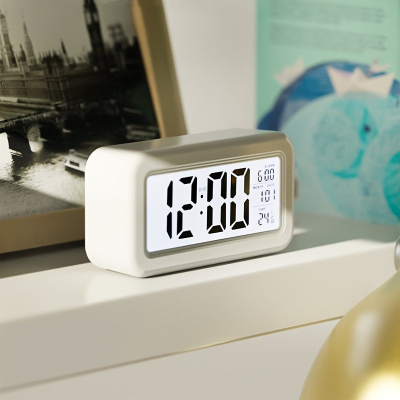 Digital Alarm Clock with LCD Screen - Date and Temperature Display