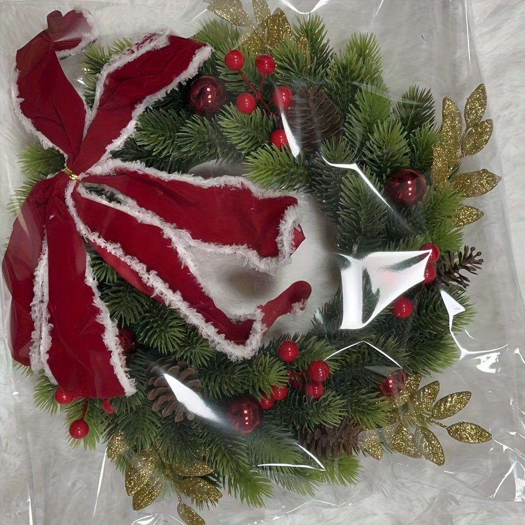 HolidayCharm - 44.98cm Festive Christmas Wreath for Front Door & Wall Decoration