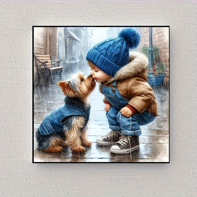 Kit di Pittura Diamante Fai-da-te - Cucciolo Carino & Amici | Arte su Tela Fatta a Mano per Decorazione della Casa | Set di Pittura con Diamanti