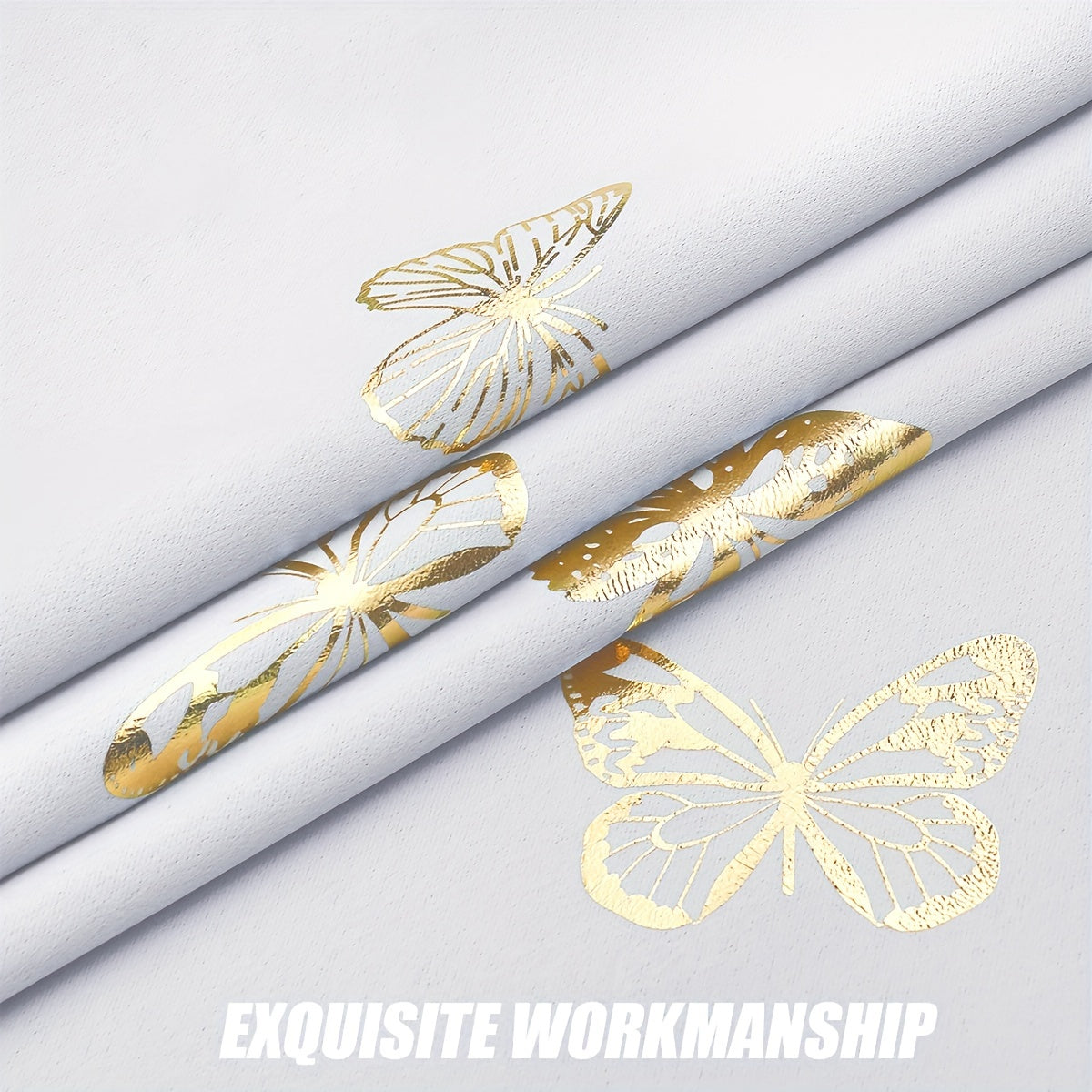 Bronzing Butterfly Blackout Curtains - 2 Pieces Heat and Sound Insulation for Living Room and Bedroom