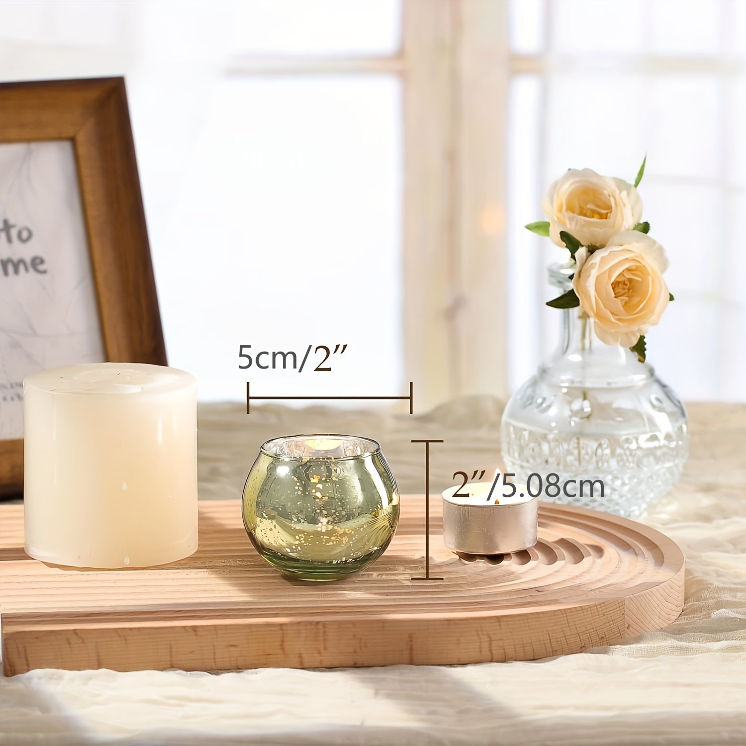 6/12 pieces Green Glass Tea Light Holders - Table Decoration for Parties