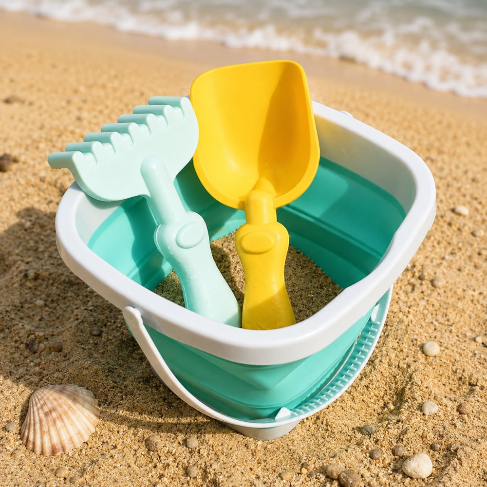 Giocattoli Da Spiaggia Secchiello Pieghevole Set Di Giochi - Image 5