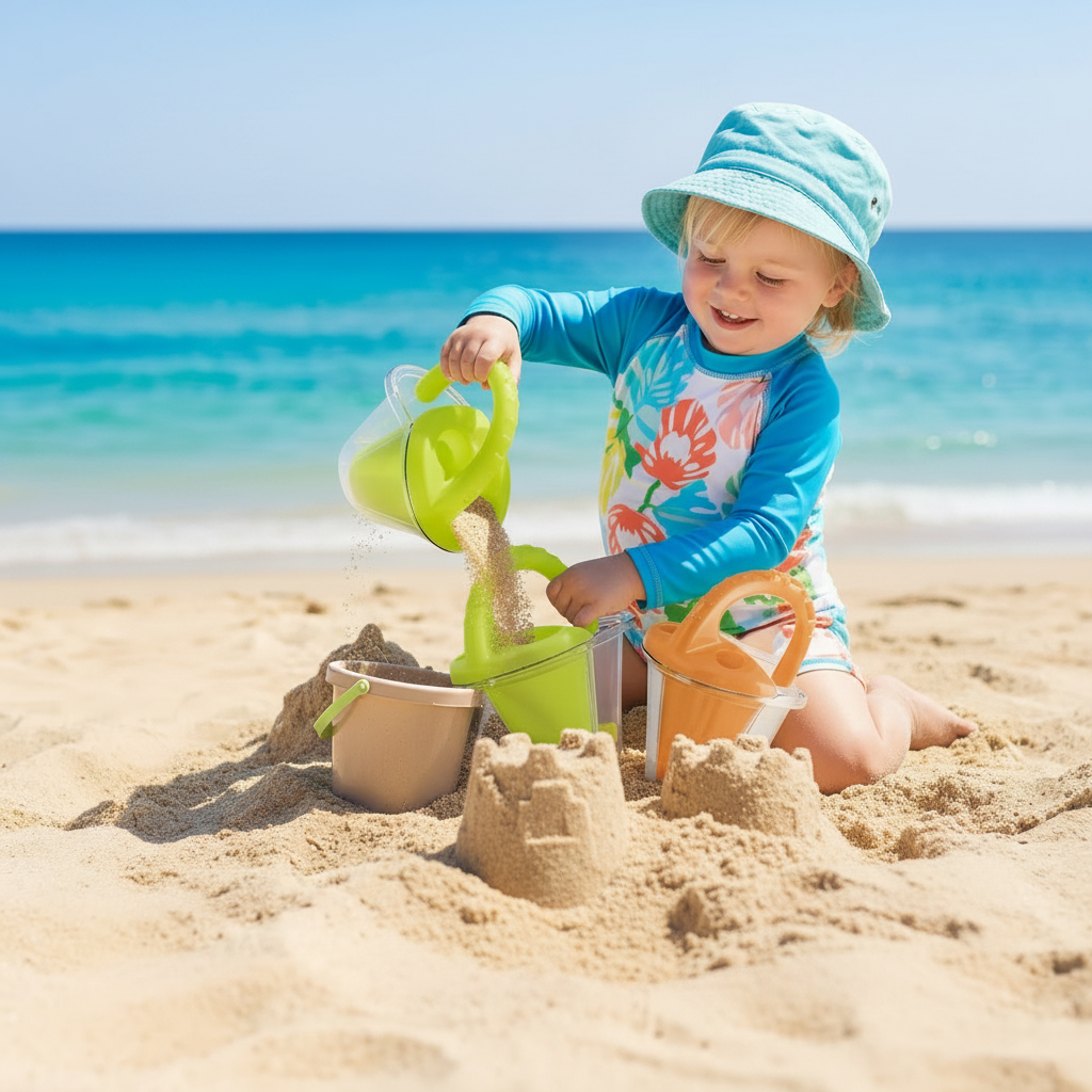 Giochi Spiaggia Set Sabbia Secchiello Paletta Stampi - Image 2