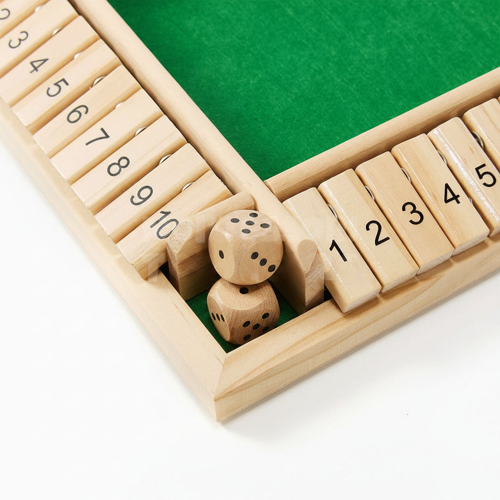 Gioco Dadi Shut Box Tavola Legno Numerata - Image 4