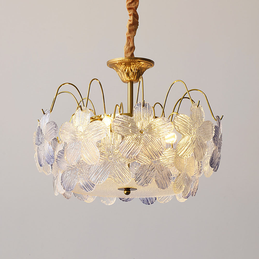 Lampadario classico a forma di fiore con vetro colorato per il soggiorno