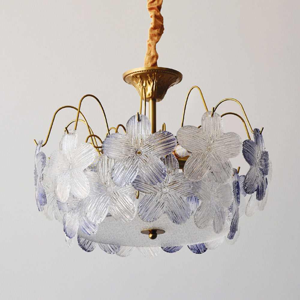 Lampadario classico a forma di fiore con vetro colorato per il soggiorno