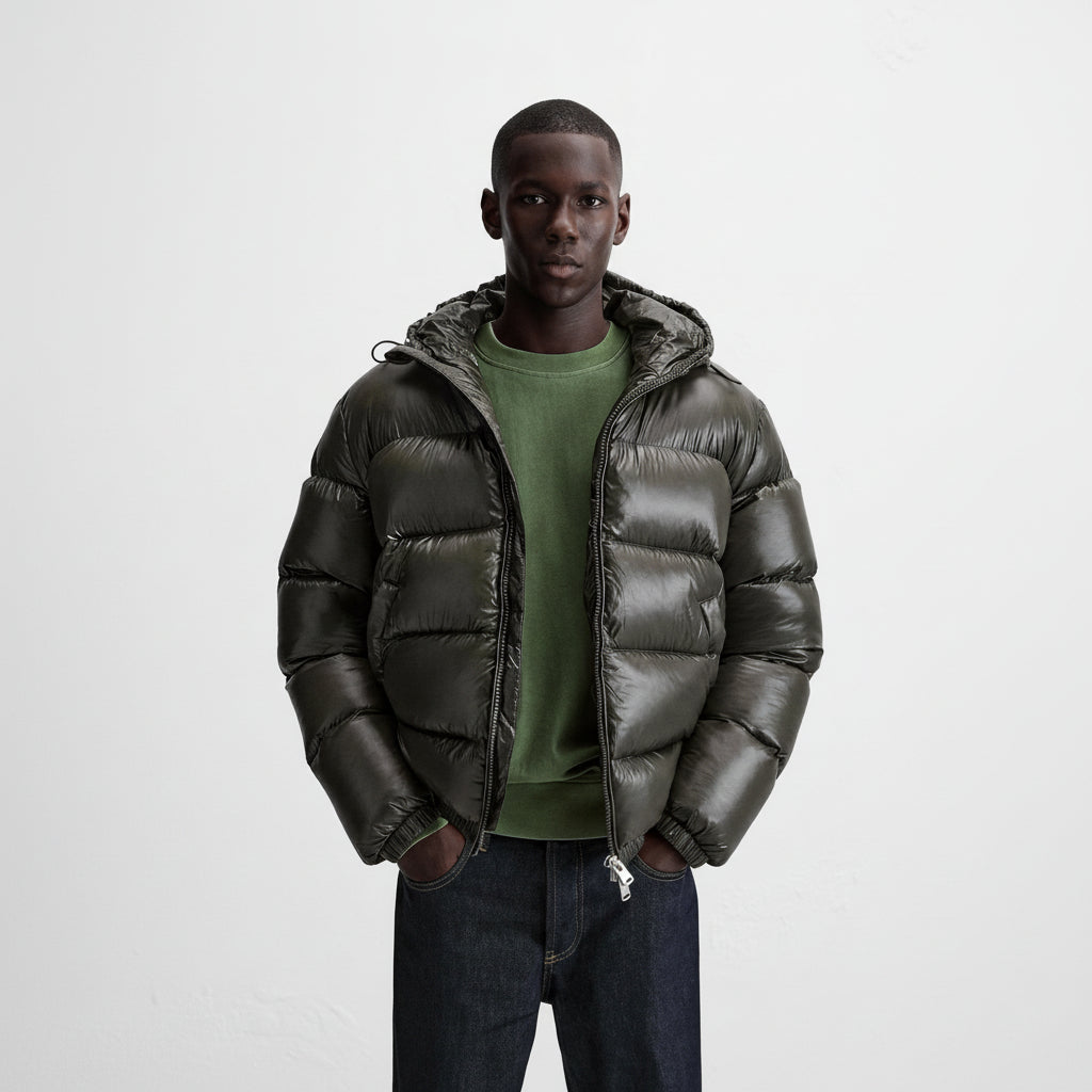 Winter Jacket Quilted Down Jacket Hood Cold Weather