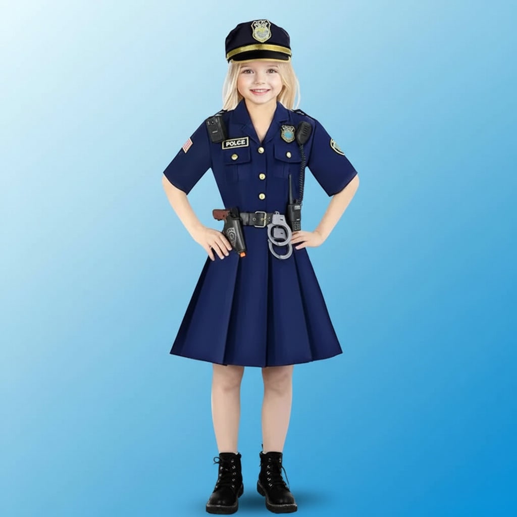 Halloween Costume Poliziotta Abito Gonna Pieghettata - Image 1
