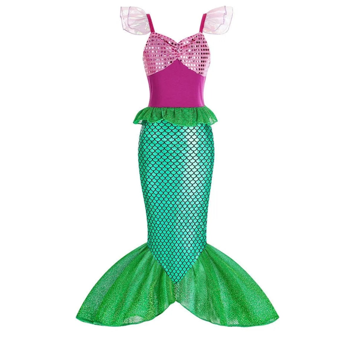 Halloween Costume Sirena Bambina Scaglie Coda Festa - Image 9